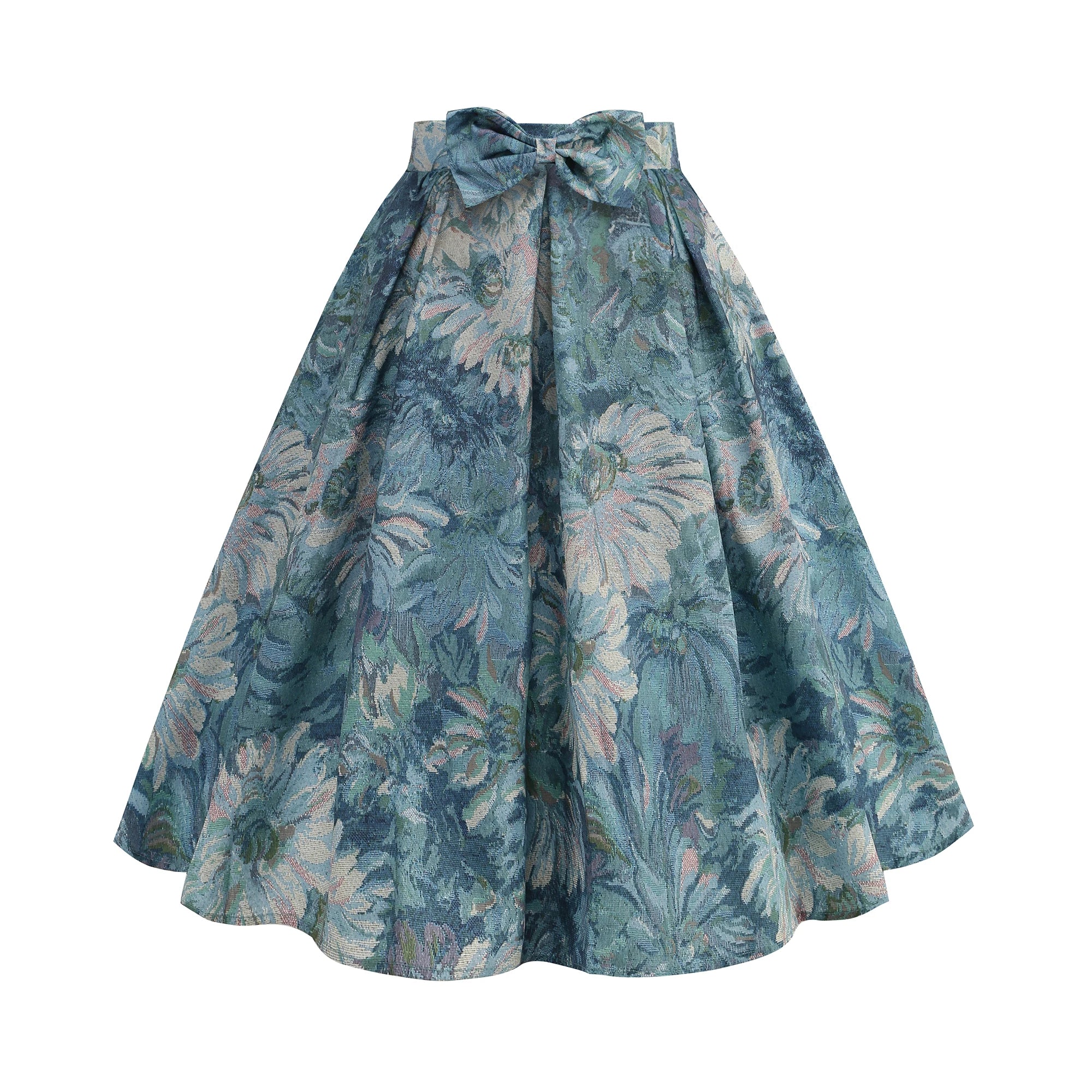 Floral Print Summer Skirt Women High Waist Swing 50s Vintage Retro Rockabilly Midi Pleated Skirts Faldas
