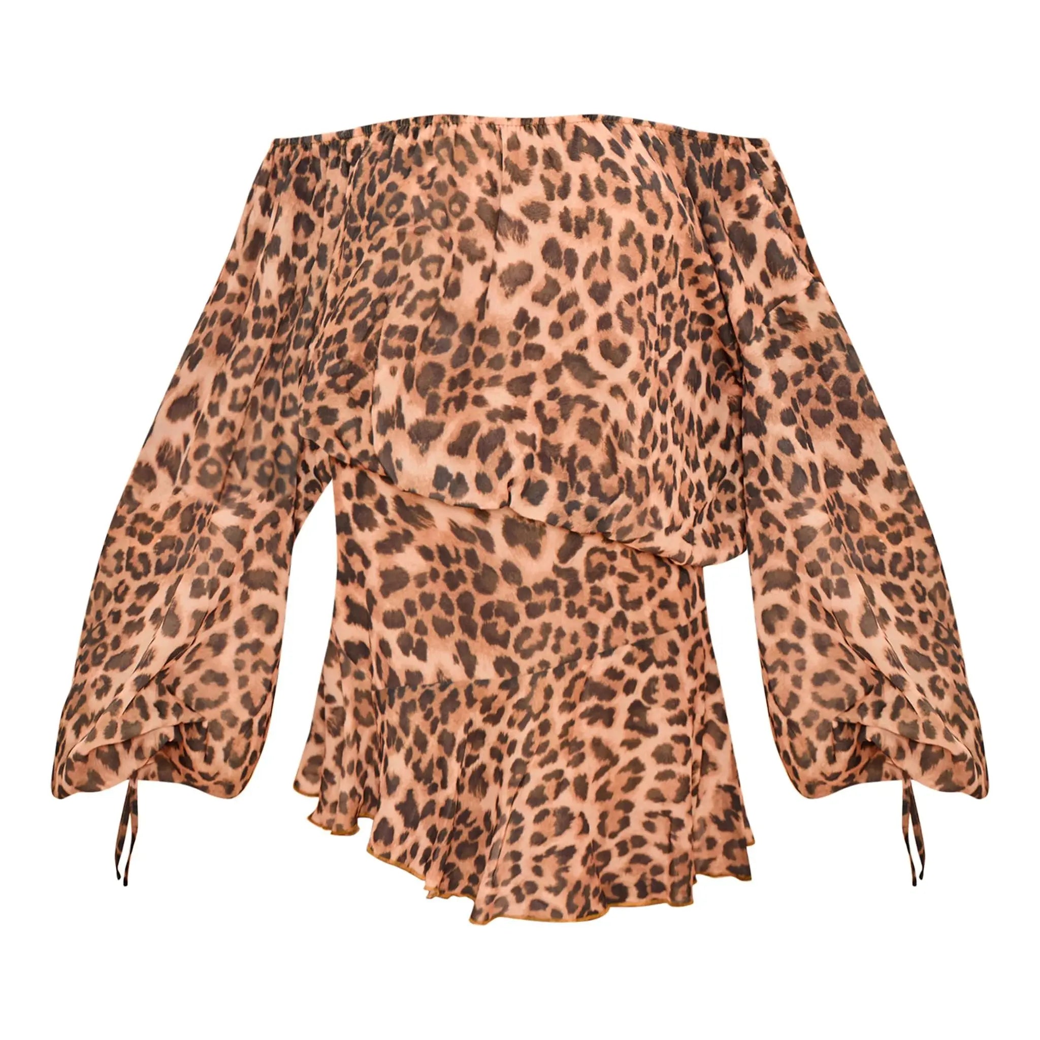 Elegant Short Printed Dress with Single Shoulder Design And Loose Waist for Women Leopard Pattern Floating Skirt Style