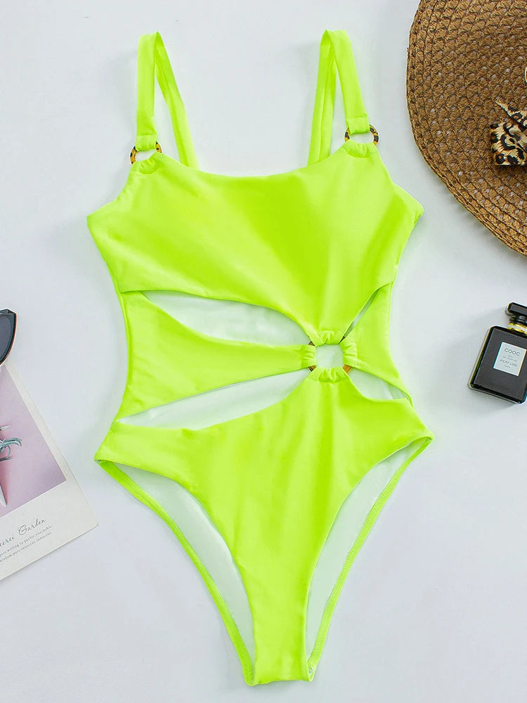 2026 Sexy Solid One Piece Swimsuit Female Hollow Out Swimwear Women Push Up Monokini Bathing Suit Beachwear Swimming Suit Bather