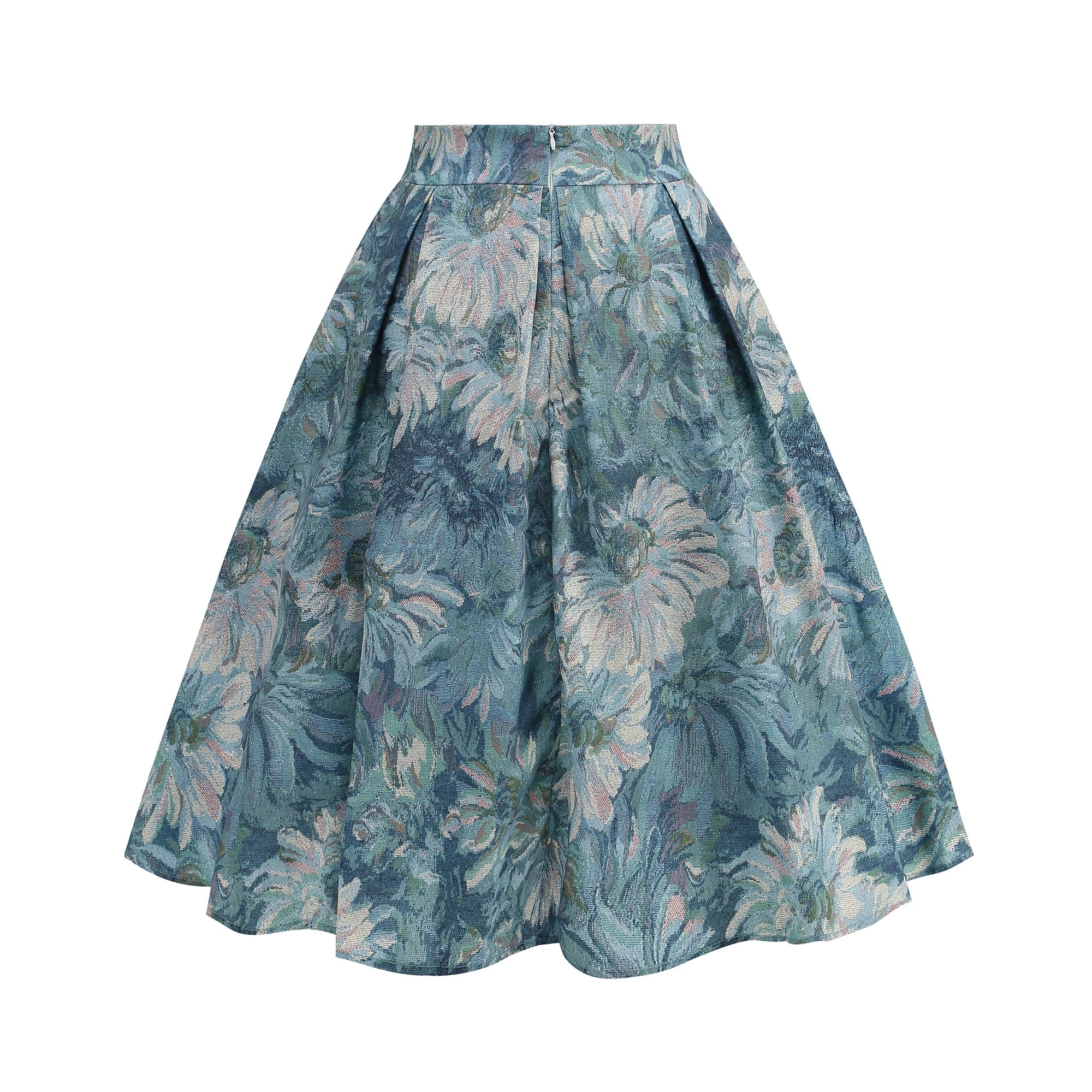 Floral Print Summer Skirt Women High Waist Swing 50s Vintage Retro Rockabilly Midi Pleated Skirts Faldas