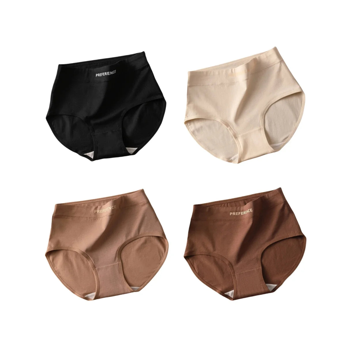 4Pcs/Set Women's Briefs Plus Size Panties High Waist Breathable Underwear Solid Color Cotton Lingerie Comfort M-XXL Panties
