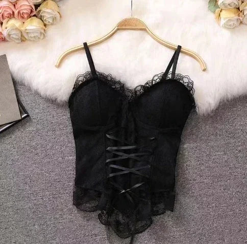 New Y2k Clothes Sexy Crop Tops Women Corset Lace Bandage T-shirt Camisole Woman Sling Tank Top Fashion Sleeveless Waistcoat Gift