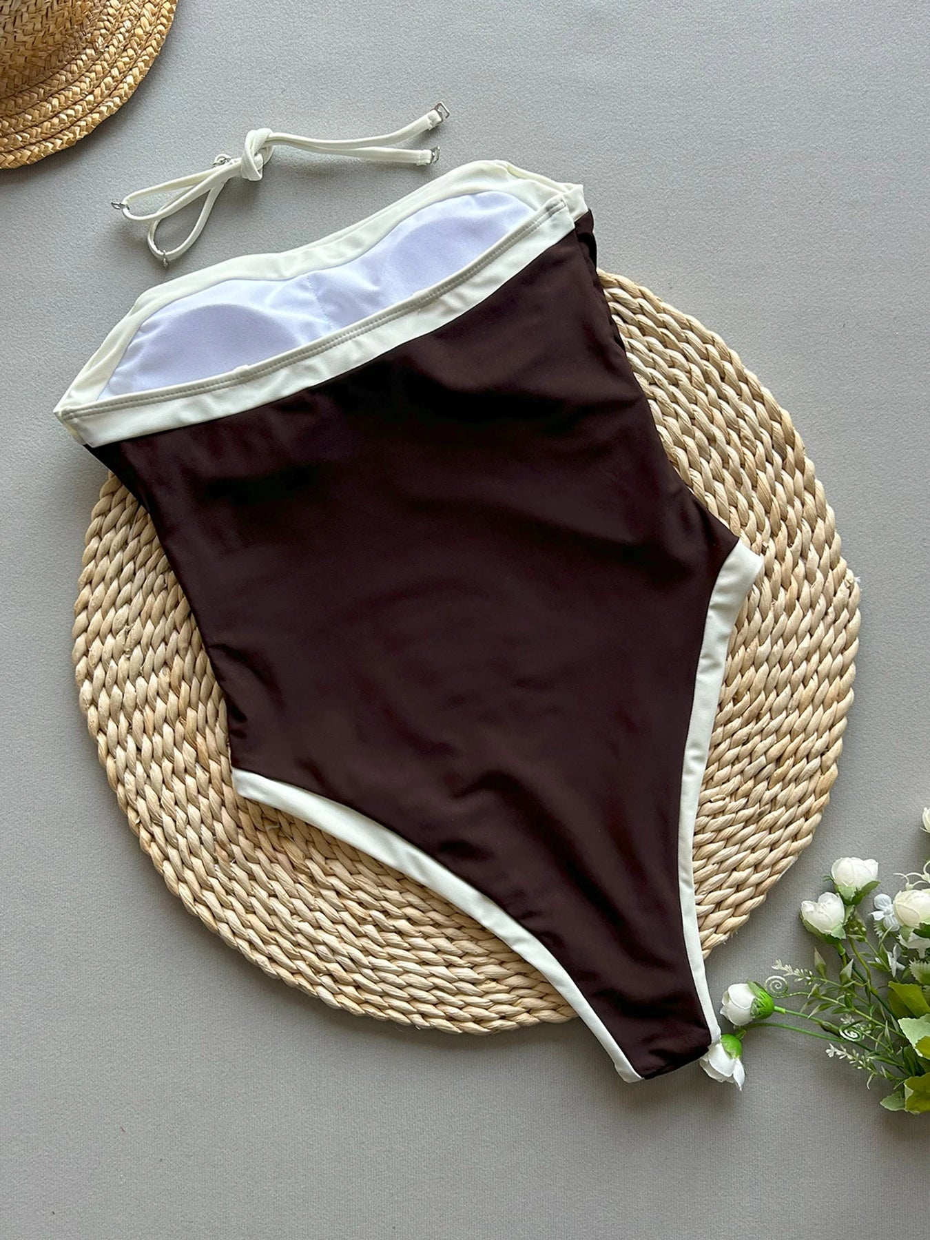 2026 New Sexy Bandeau Swimwear Women One Piece Swimsuit Female Patchwork Bodysuit Monokini Bathing Suit Beachwear Swimming Suit