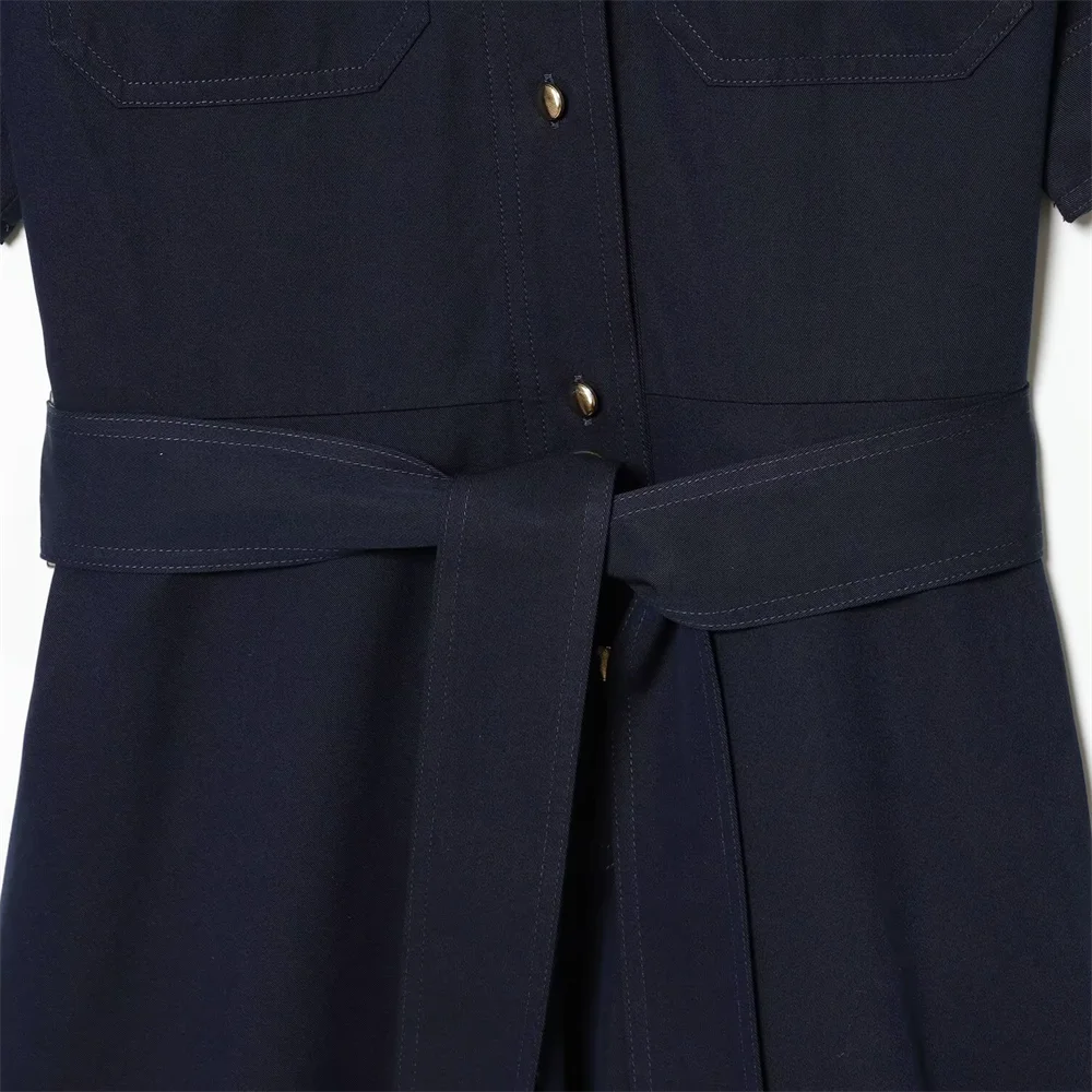 2026 new women's clothing European and American style commuting simple casual fashion short sleeved shirt style dress