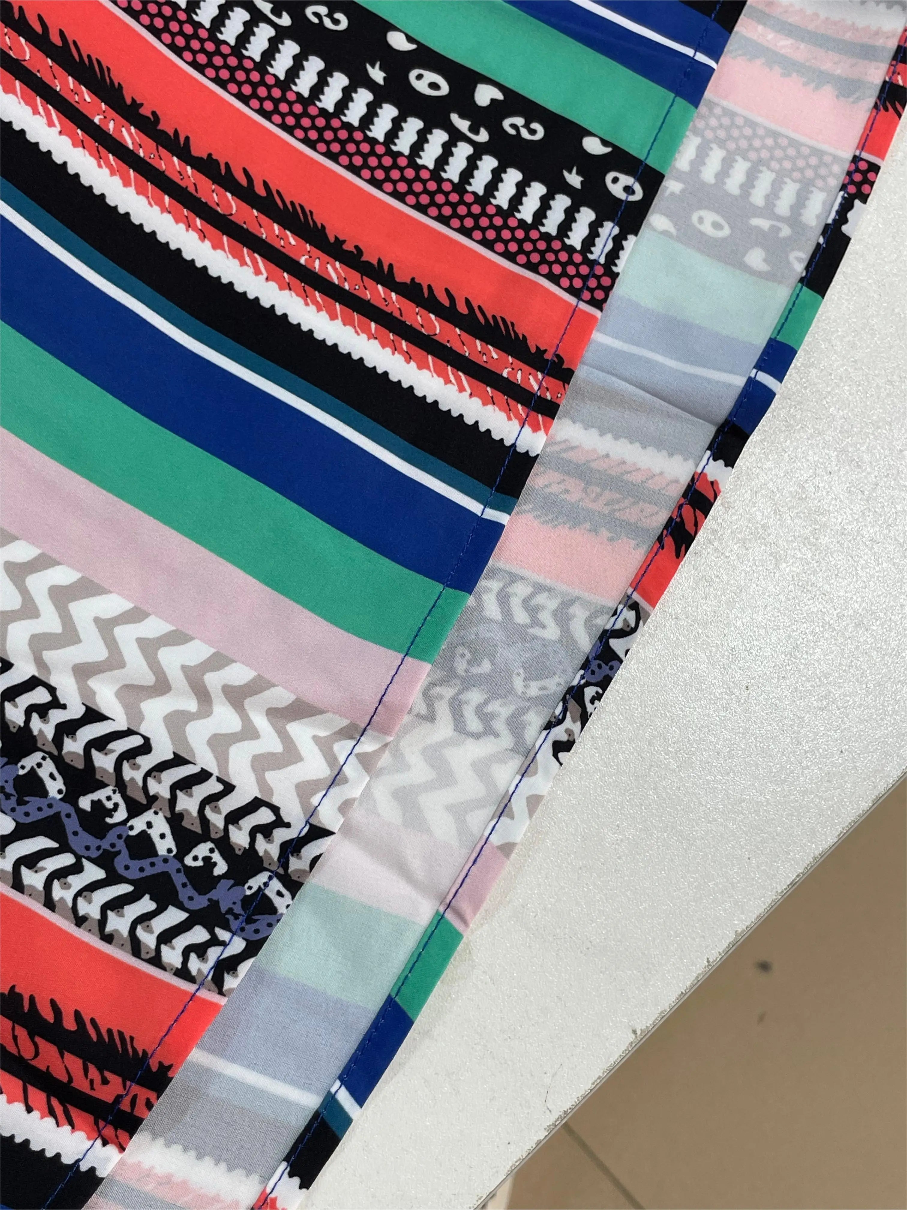 Striped Print One-Shoulder Dress Women Summer Sexy High Thigh Slit Bodycon Slim Fit Asymmetric Hem Vacation Beach Dress