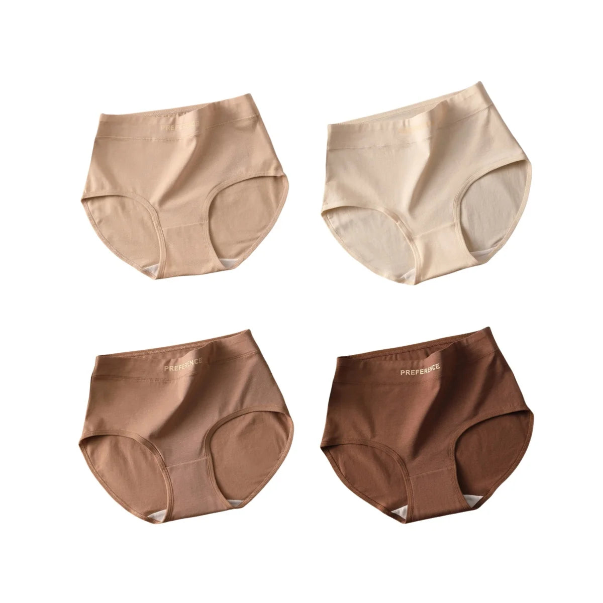 4Pcs/Set Women's Briefs Plus Size Panties High Waist Breathable Underwear Solid Color Cotton Lingerie Comfort M-XXL Panties