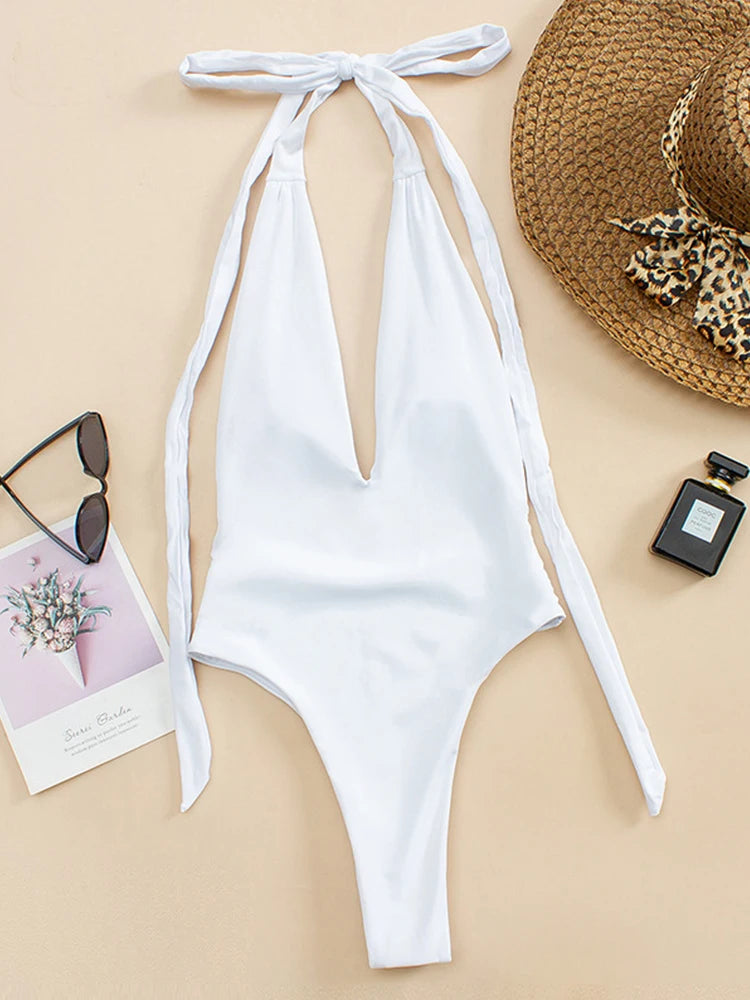 2026 New Sexy Deep V One Piece Swimsuit Women Bandage Backless Swimwear Female Monokini Bathers Bathing Suits Summer Beach Wear