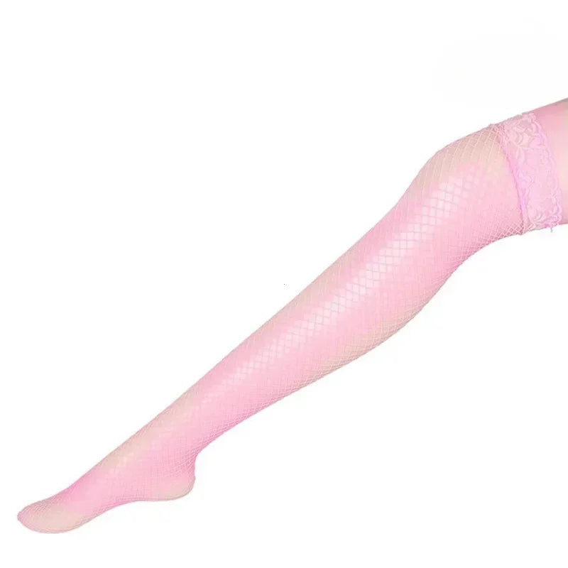 Women Fishnet Over Knee Stockings Floral Lace Stockings Breathable Slip Stockings Transparent High Quality Long Socks For Women