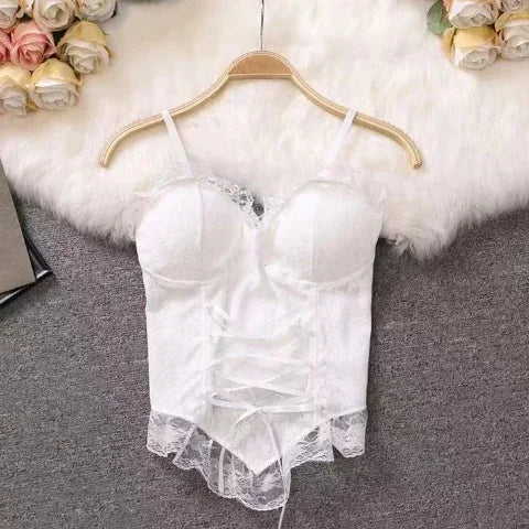New Y2k Clothes Sexy Crop Tops Women Corset Lace Bandage T-shirt Camisole Woman Sling Tank Top Fashion Sleeveless Waistcoat Gift